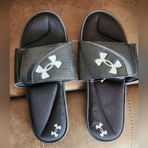 Under Armour Black and White Slide Sandals